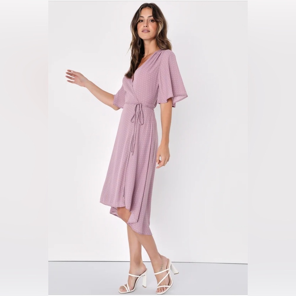 Mauve Print Midi Wrap Dress Color: Mauve Print Si… - image 2